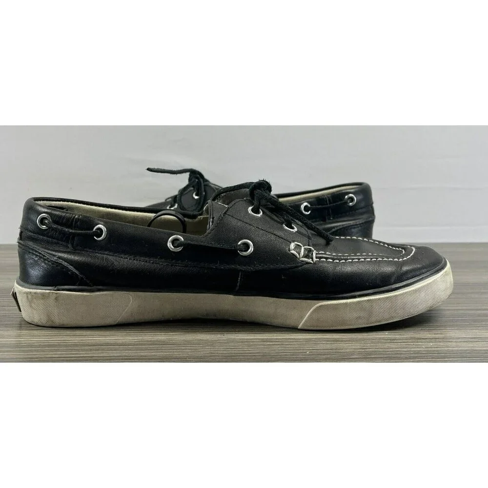 Polo Ralph Lauren Men's Boat Shoes 10 Navy Blue‎ Pony Sander Tie Slip On Canvas